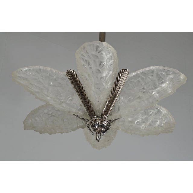 Silver French Art Deco Chandelier by Francis Hubens & Degue 1930 France For Sale - Image 8 of 13
