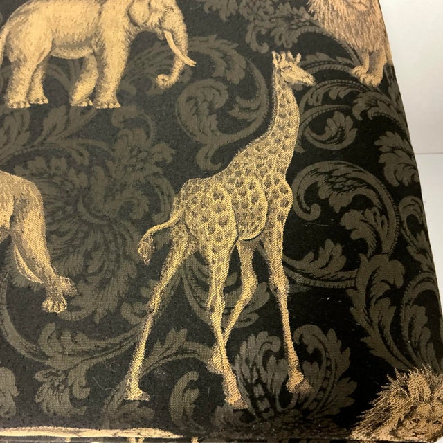 Dorothy Draper Mid-Century Safari Post Modern Dorthy Draper Style Parson Benches - A Pair For Sale - Image 4 of 12