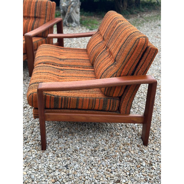 1960s Vintage Scandinavian Living Room Set in Teak and Fabric, 1970s, Set of 2 For Sale - Image 5 of 12