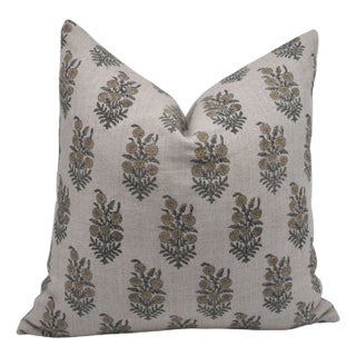 Thick Linen Block Print Designer Boho Pillow/Cushion Cover 22x22 Inch- Hajara For Sale