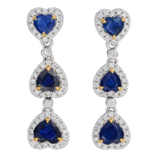Convertible Heart Cut Sapphire and Diamond Platinum Earrings - Fei Liu, Pair For Sale