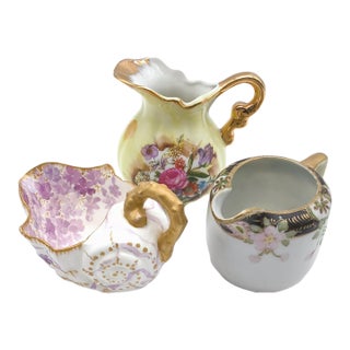 Antique Art Nouveau Unmatched Collection of Porcelain Creamers - 3 pcs For Sale