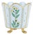 Pale Blue & Gold Floral Scalloped Bucket Tole Planter, Small For Sale