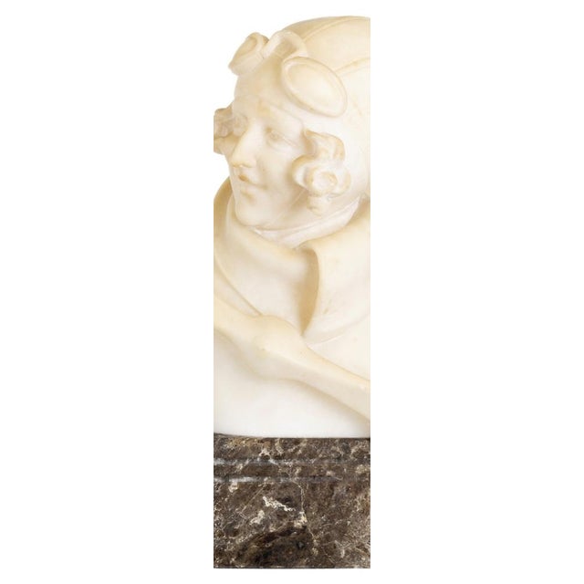 Sculpture, Amelia Earhart, 1890s, Alabaster & Marble For Sale - Image 6 of 8