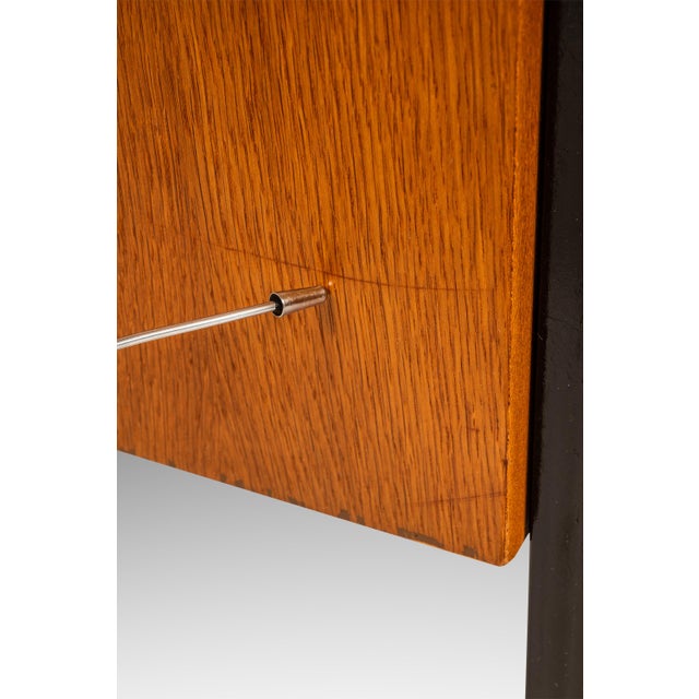 Mid-Century Modern Executive Desk in Oak & Steel W/ Leather Top Attributed to Herbert Hirche for Holzäpfel, Germany, C. 1960s For Sale - Image 15 of 18