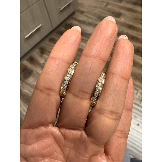 Roshe Jewels Hoop Earrings With Natural Diamonds, 0.75 Carats 14k Yellow Gold, A Pair For Sale - Image 11 of 12