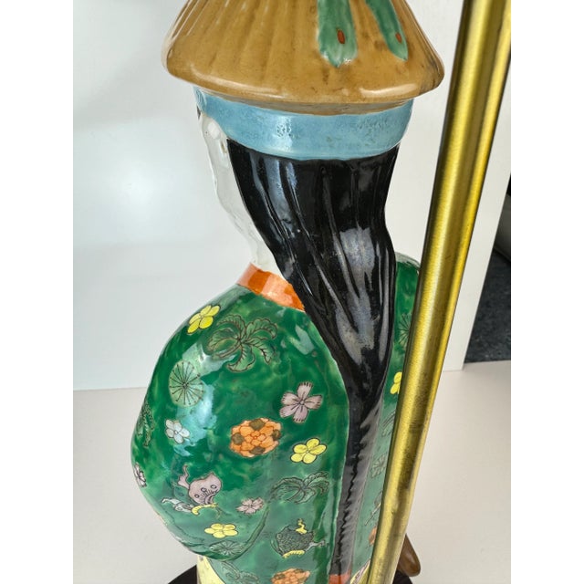 Green Vintage Mid Century Chinoiserie Table Lamp For Sale - Image 8 of 12