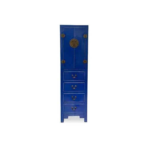1980s 1980s Asian Royal Blue Tribeca Loft Tall Cabinet For Sale - Image 5 of 5