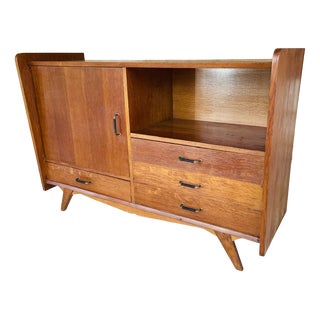 Mid-Century Modern Oak Highboard on Tapered Legs, 1950s For Sale