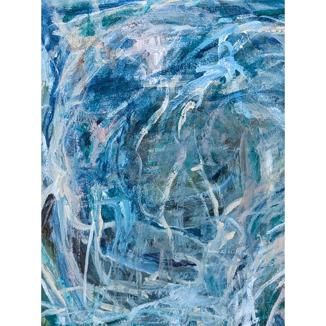 Kristi Haines Herman “Helping You Say Goodbye To Me” Contemporary Gestural Blue Abstract Painting, 2024 For Sale - Image 4 of 10