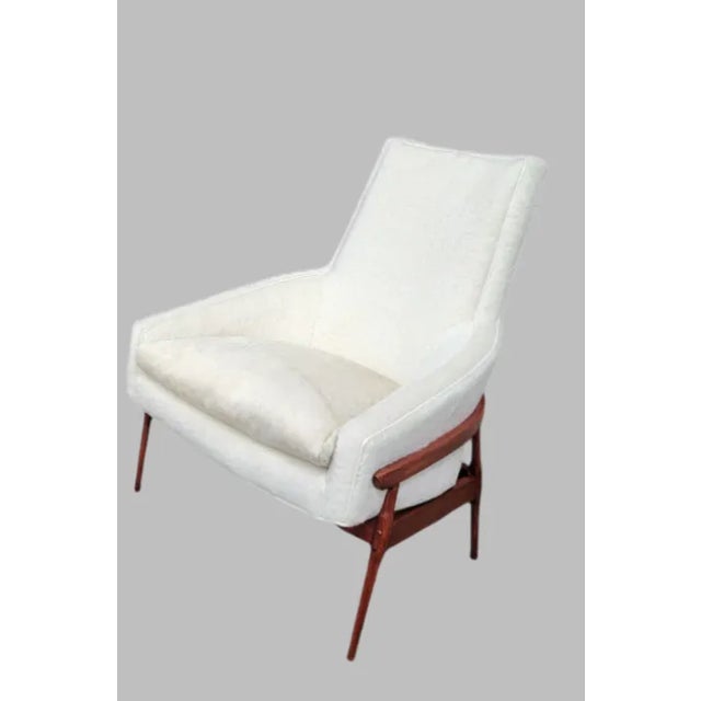 MCM High Barrel Back Lounge Chair by Fairfield Chair Co. Newly Reupholstered Mid-century modern high back barrel lounge...