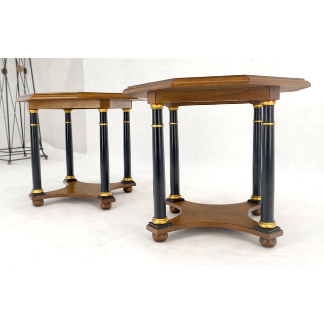 Pair of Baker Neoclassical Octagon Shape End Side Lamp Tables Stands MINT! For Sale - Image 9 of 12