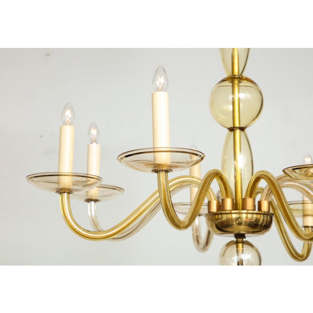 Eight-Arm Amber-Colored Murano Glass Chandelier For Sale - Image 4 of 10