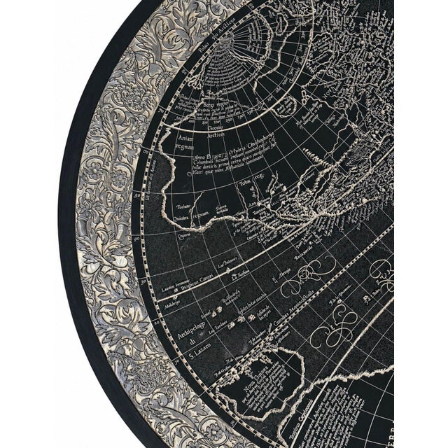 Black Etched Slate and Chrome Magellan World Map Side/End Table, 1970 For Sale - Image 8 of 8