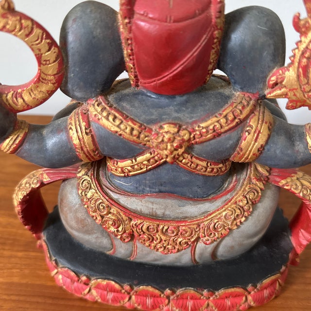 Vintage Mid-Century Signed Balinese Hand-Carved Ganesha Wood Sculpture by I Wayan Pageh For Sale In Miami - Image 6 of 12