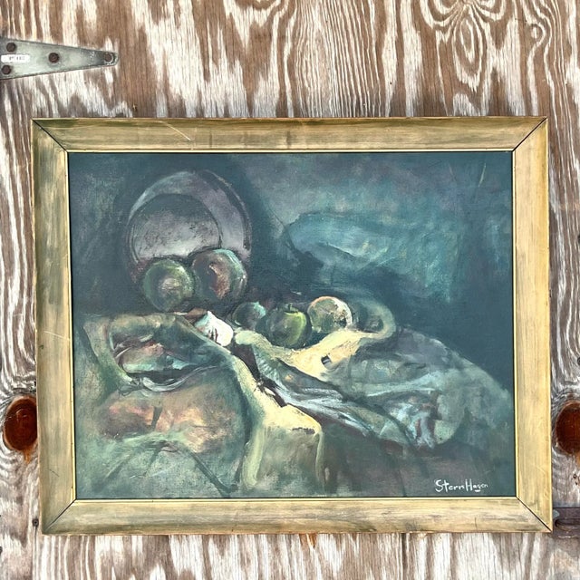 Boho Chic Vintage Boho Original Oil Painting Signed Stern Hagen For Sale - Image 3 of 8
