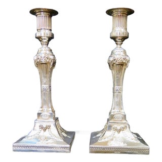 Vintage Early 20th Century Sheffield Candle Holders, silver-plate - A Pair For Sale