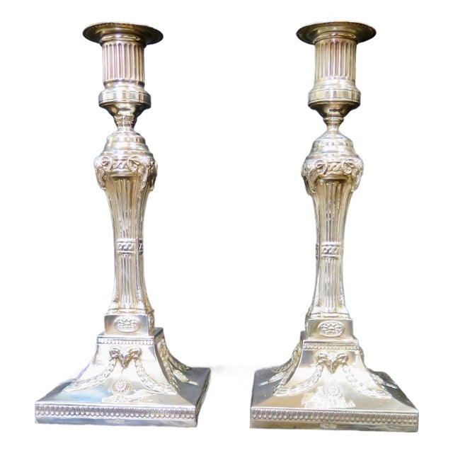 Vintage Early 20th Century Sheffield Candle Holders, silver-plate - A Pair For Sale