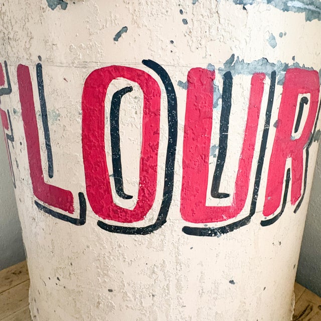 This beautifully weathered antique tin for flour is every bit as charming and colorful as it is nostalgic and practical...