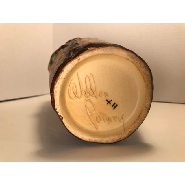 Ceramic 1920-1933 Art Deco Weller Malvern Line Mottled Brown Ceramic Vase Signed For Sale - Image 7 of 8