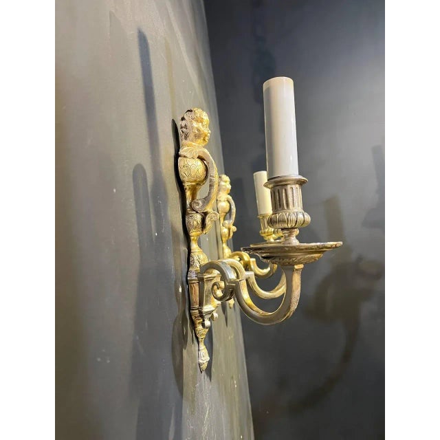 1900 - 1909 1900s Caldwell Silver Plated Cherub Sconces For Sale - Image 5 of 8