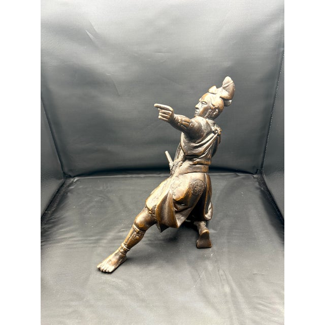Early 20th Century Vintage Toyo Japanese Warrior Archer Sculpture For Sale In Los Angeles - Image 6 of 10