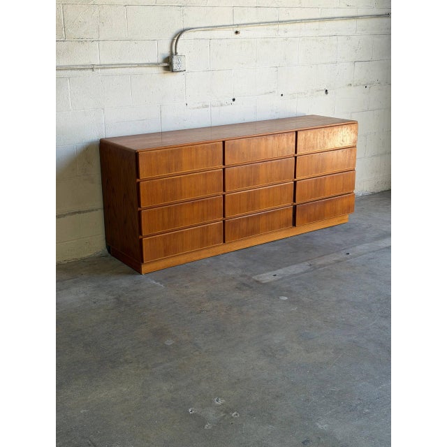 Komfort 12 Drawer Teak Lowboy Dresser Bedroom Storage Denmark Mid-Century Modern 1970s For Sale - Image 9 of 10
