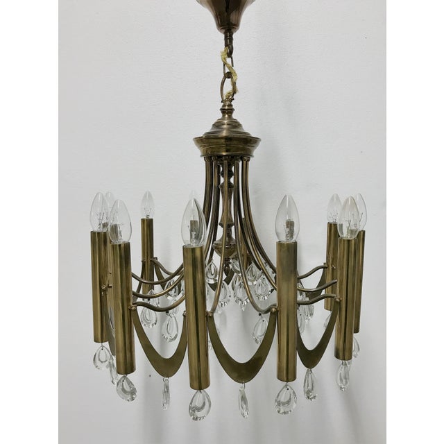 Gaetano Sciolari Brass Chandelier by Gaetano Sciolari, 1960s For Sale - Image 4 of 13
