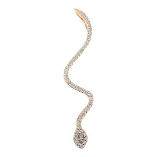 Art Deco Diamond Serpent Pendant Necklace in 18k Yellow Gold For Sale