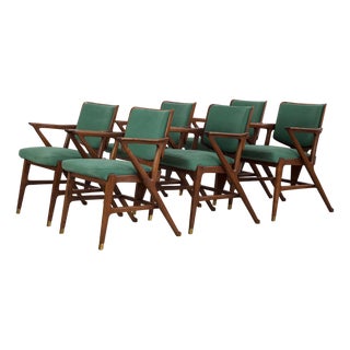 Vintage Armchairs by Enrico Ciuti, 1950, Set of 6 For Sale
