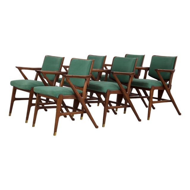 Vintage Armchairs by Enrico Ciuti, 1950, Set of 6 For Sale