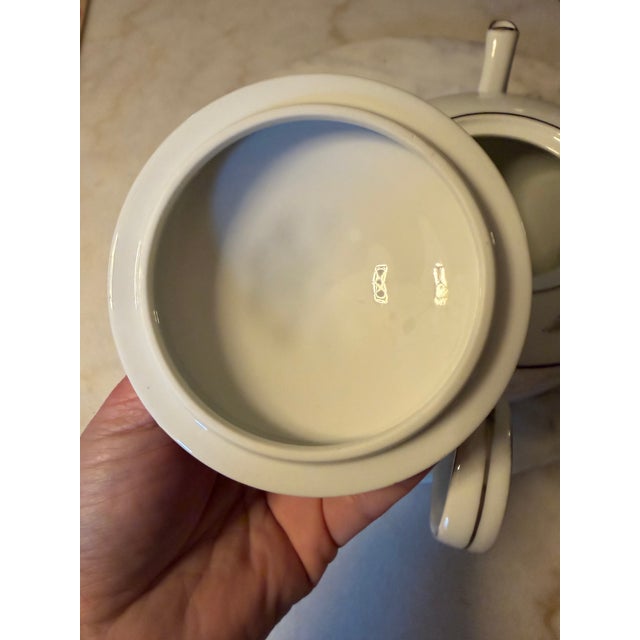 White Seyei Fine China Japan Tea Set "Brilliant" #3208 - Platinum Trim - Mint - 1970s For Sale - Image 8 of 16