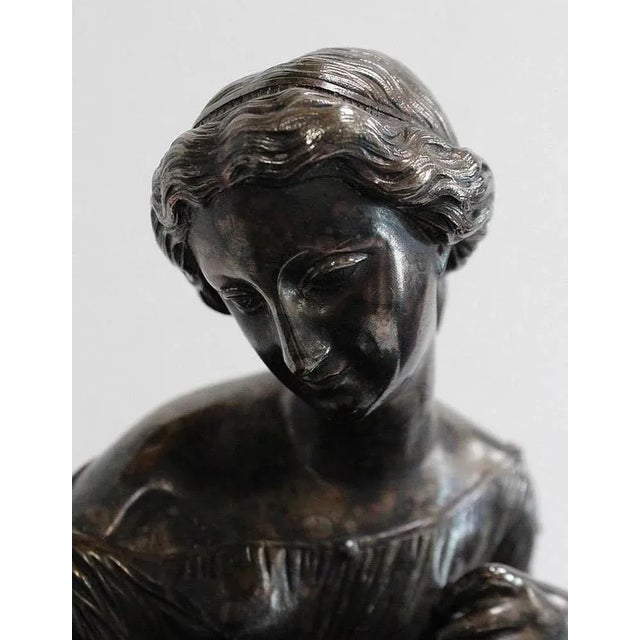 Double Inkwell in Silver-Plated Bronze & Sea Green Marble, 1900s For Sale - Image 6 of 18