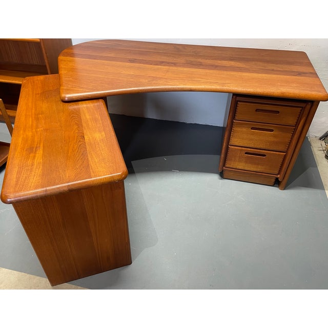 Wood Danish Teak Desk with Drawer Cabinet and Extension Table, Set of 3 For Sale - Image 7 of 18