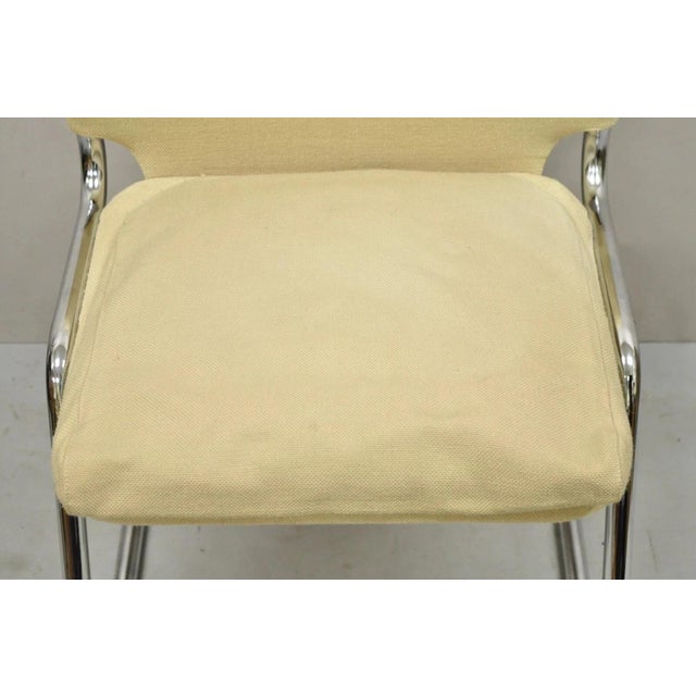 Mid Century Modern Milo Baughman Style Tubular Chrome Cantilever Side Chair For Sale In Philadelphia - Image 6 of 12