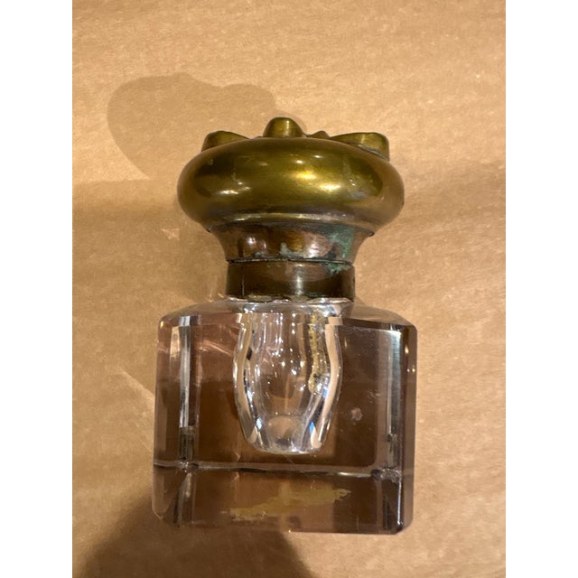 Gold Antique Double Inkwell With Letter Rack For Sale - Image 8 of 8