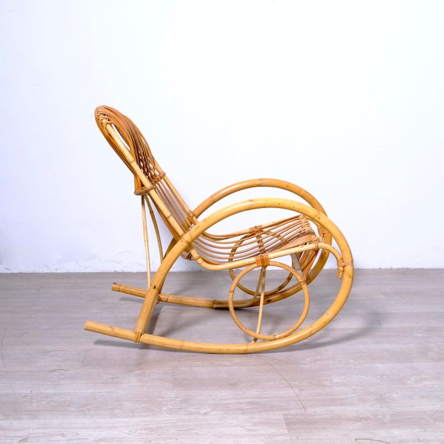 1960s Bamboo Rocking Chair, 1970s For Sale - Image 5 of 16