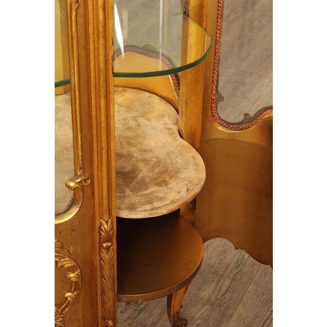 Rococo Style Giltwood Curio Cabinet With Glass Panels For Sale - Image 4 of 18