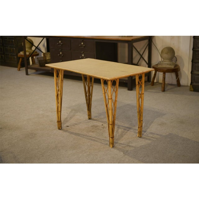 Desk and Rattan Chair, 1970s, Set of 2 For Sale - Image 6 of 12