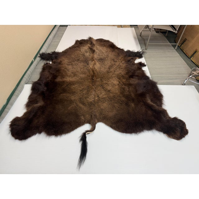 Design Plus Gallery presents a 6ft 8in x 8ft Winter Woolly Buffalo Pelt. Bring the rugged elegance of the American West...