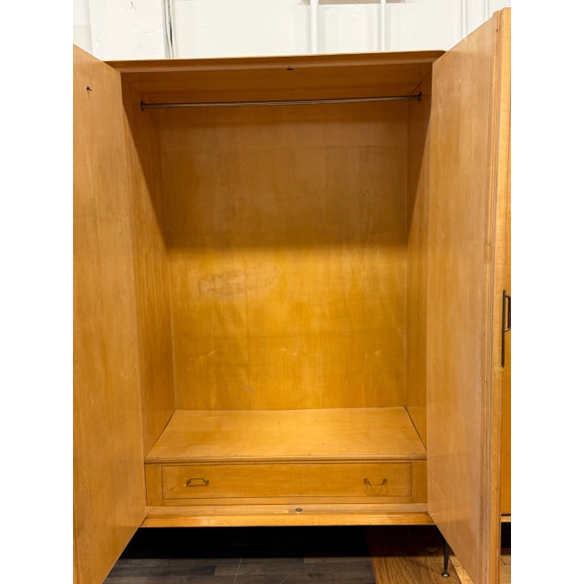 Mid 20th Century Silvio Cavatorta Italian Birch Wood Wardrobe With Three Sections For Sale In San Francisco - Image 6 of 12