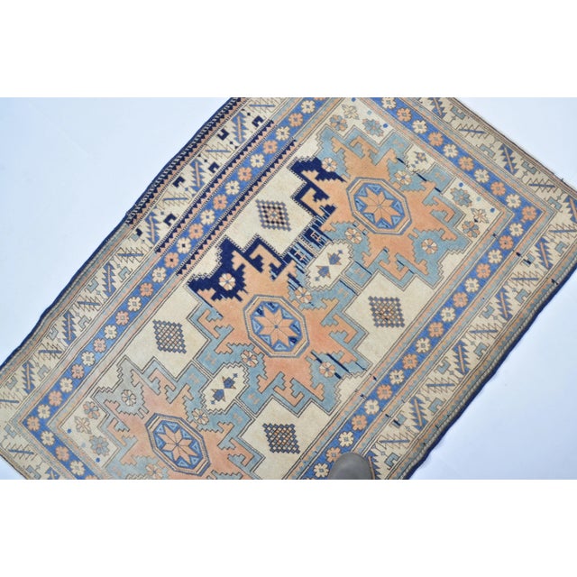 Rug & Kilim 1960s Modern Unique Custom Turkish Small Rug For Sale - Image 4 of 8