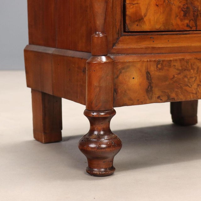 Louis Philippe Bedside Table in Walnut and Walnut Burl For Sale - Image 6 of 9