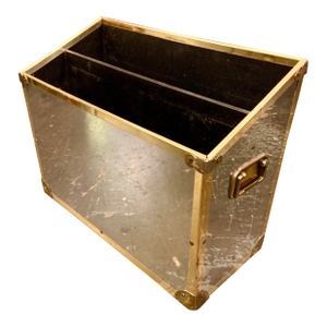 1970s Chrome & Brass Campaign Style Magazine Rack