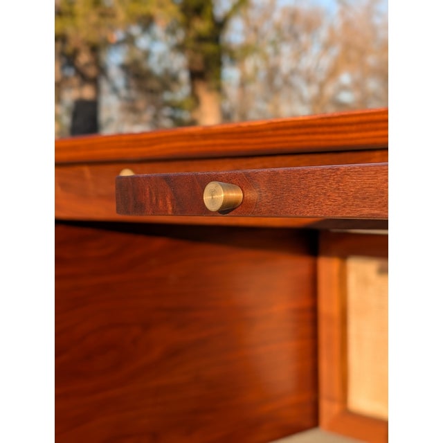 1950s Walnut and Cane Executive Desk by Edward Wormley for Dunbar Furniture For Sale - Image 9 of 17