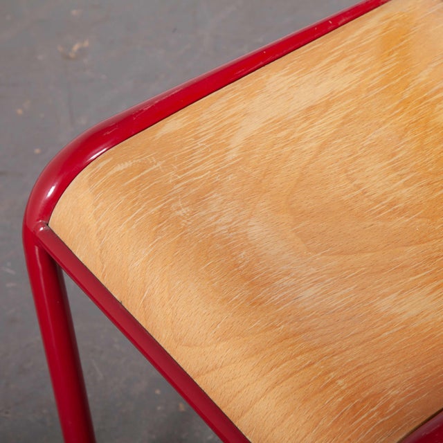 1970's Bright Red Mullca Stacking Dining Chair - Beech Seat. Set Of Four. One of our most favourite chairs, in 1947 Robert...