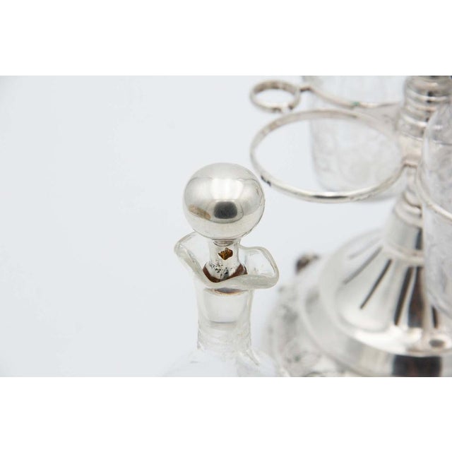 Cruet Set with Acid-Etched Glass Cruets, in Good conditions.