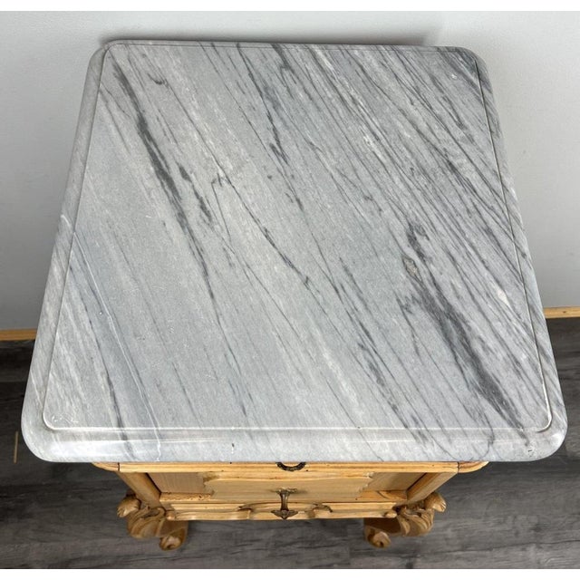 Antique French Bedside Table with Marble Top For Sale - Image 10 of 12
