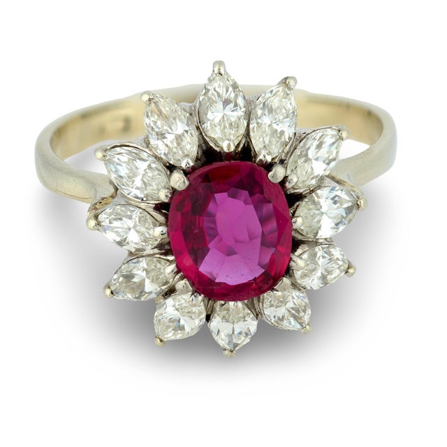 Contemporary Vintage Gia 1.00 Carat No Heat Ruby Diamond Platinum Ring, Size 7.75 For Sale - Image 3 of 8