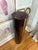 Vintage High-Gloss Maroon Pedestal With Raised Brass Accent For Sale - Image 4 of 6